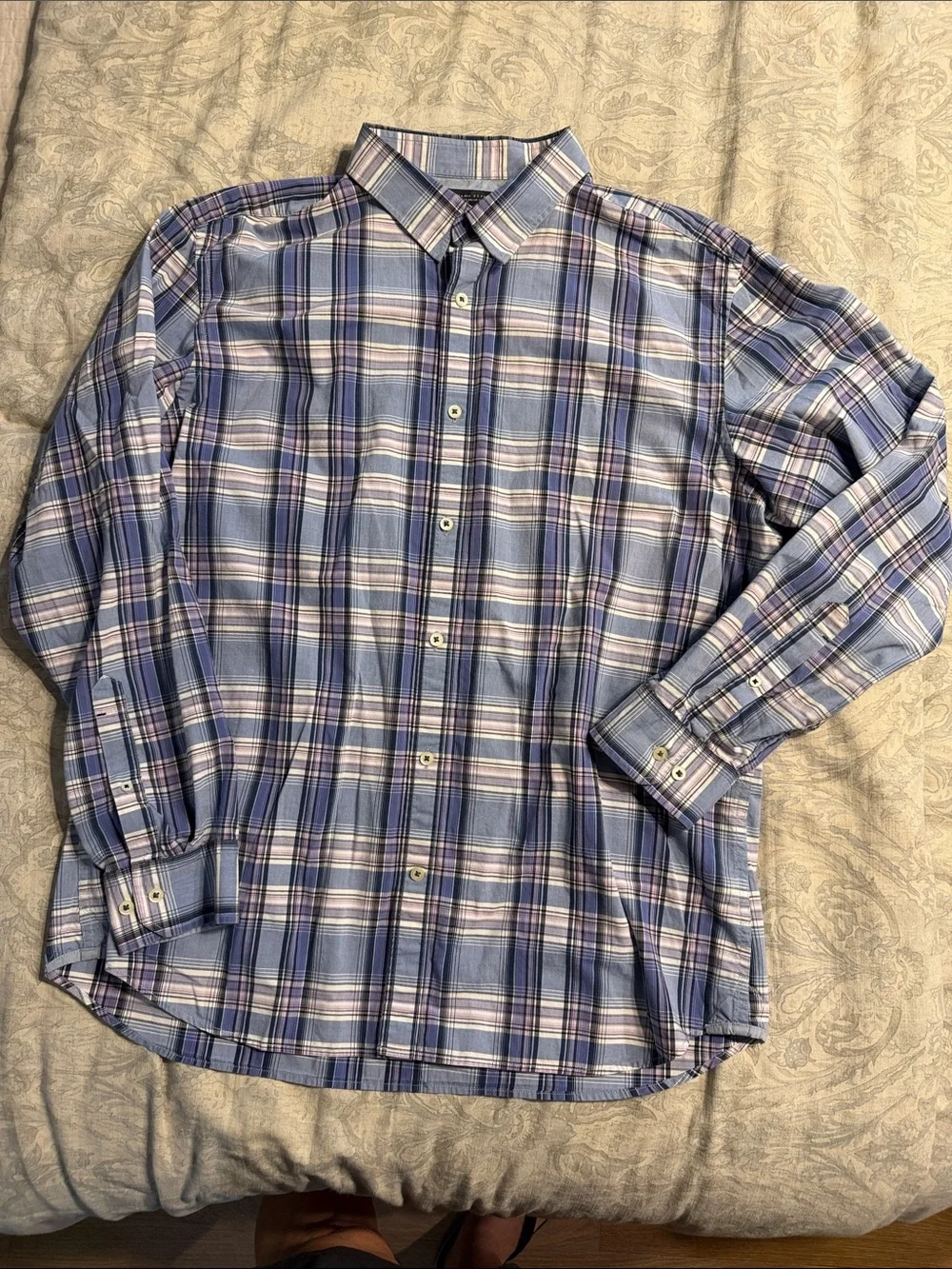 Banana Republic Blue and White Plaid Button-Down Shirt